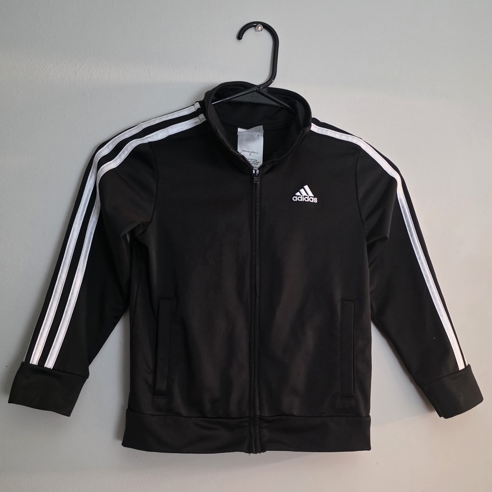 Adidas Black Track Jacket with White Stripes